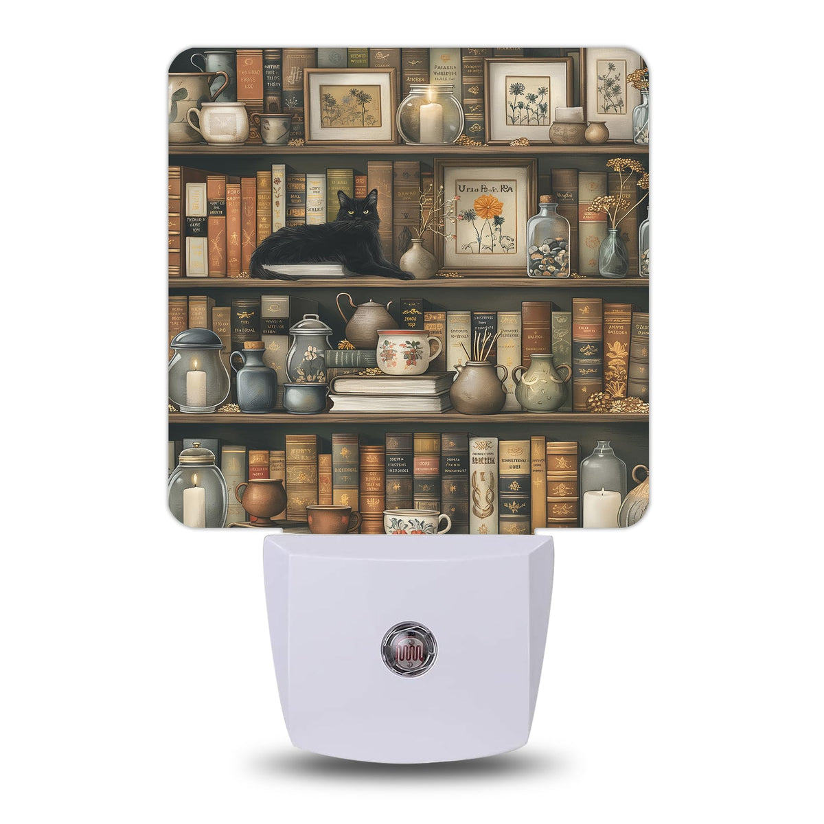 Night Light Vintage Bookshelf Cat Night Lights Plug into Wall for Bedroom Bathroom Hallway Kitchen (Vintage Bookshelf Cat)