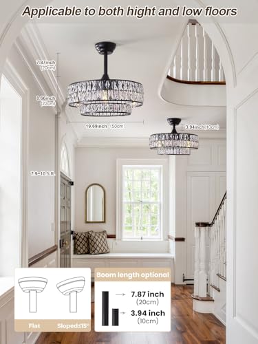 20" Gold Fandelier Ceiling Fan with Light