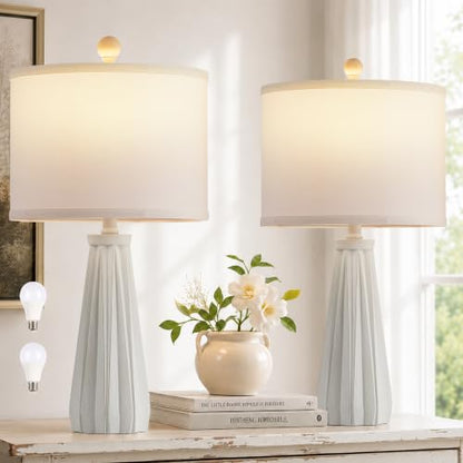Rustic Bedside Table Lamps Set of 2