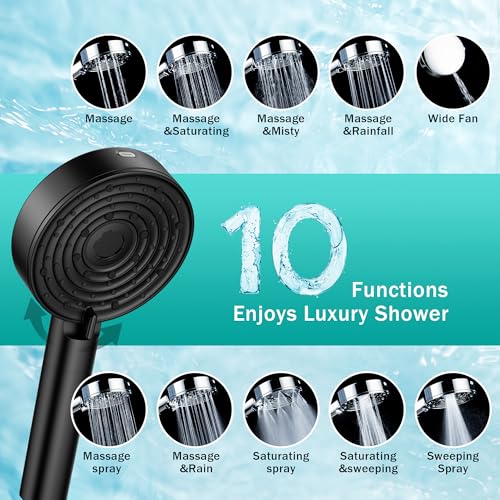 4.7 Inch Round Handheld Shower Head with 10 Spray Modes