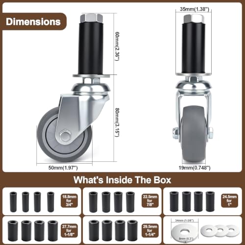 Expanding Stem Casters No Brake