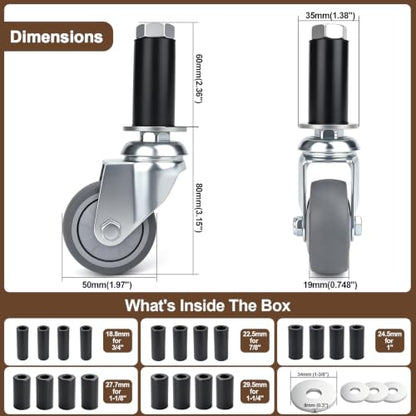 Expanding Stem Casters No Brake
