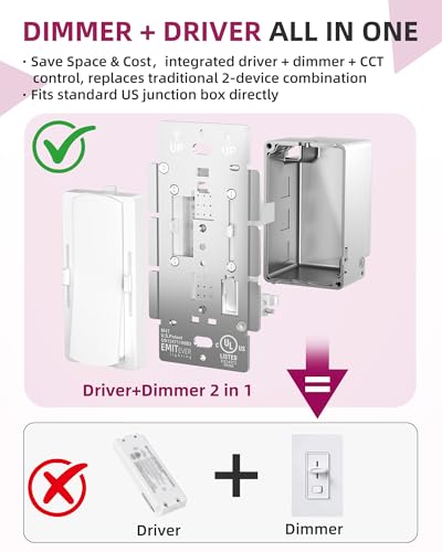 2-in-1 Dimmer Switch&24V 160W LED Driver,UL Listed CCT Adjustable