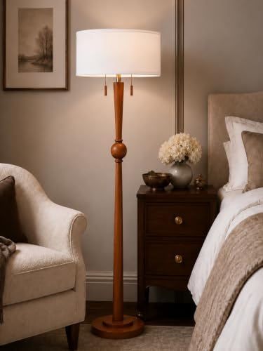 62.8" Solid Oak Wood Floor Lamp