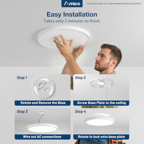 6 Pack 12 Inch LED Flush Mount Ceiling Light