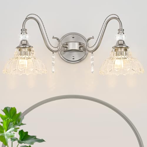 Brushed Nickel Bathroom Vanity Light (Nickel / 2-Light)