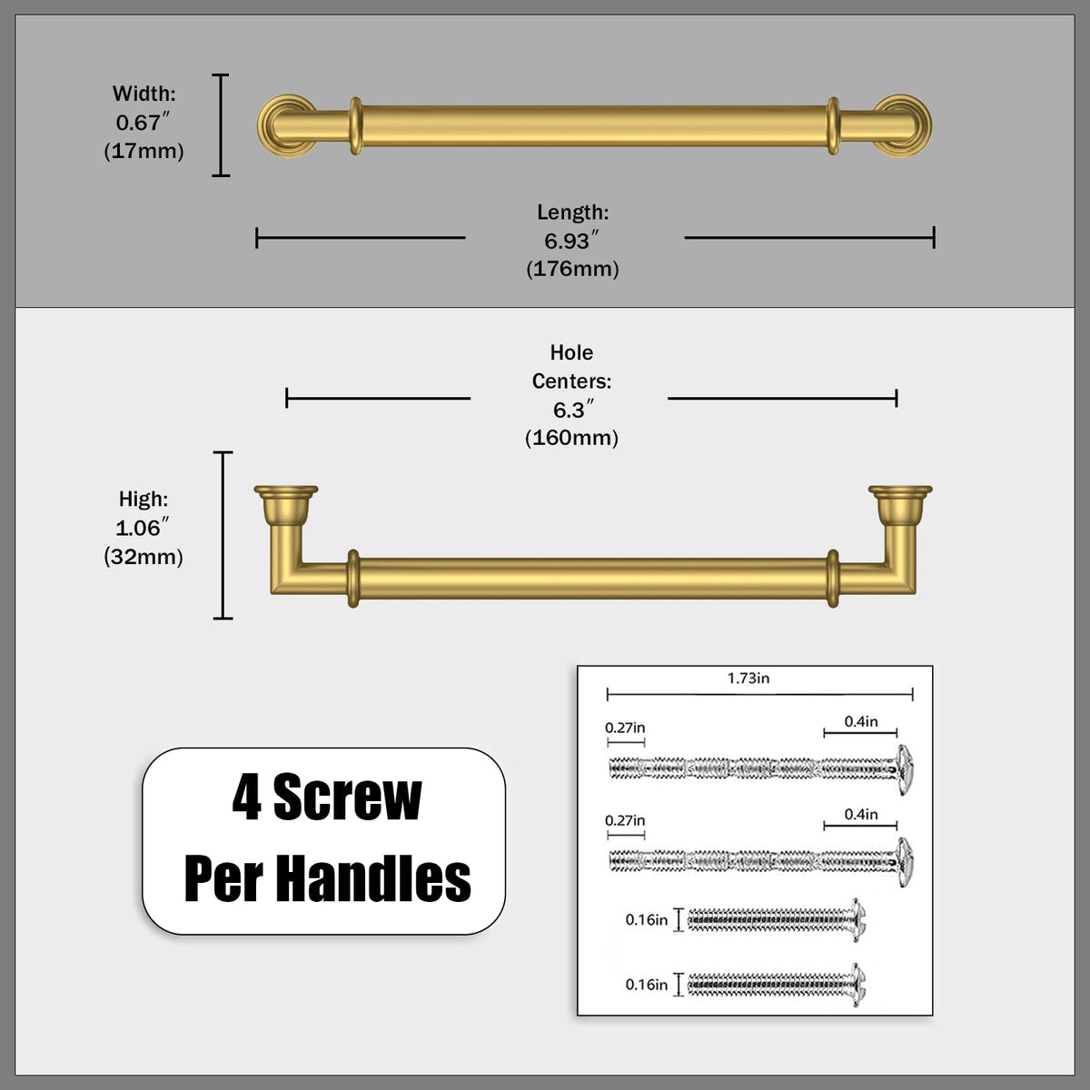 20 Pack Vibrant Brushed Moderne Brass Cabinet Pulls 6.3 Inch (6.3" Hole Center / Vibrant Brushed Moderne Brass)