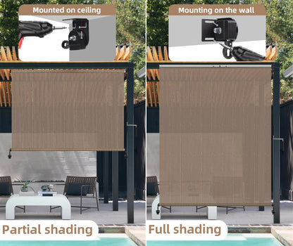Outdoor Roller Shades (Walnut / 120"W x 96"H)