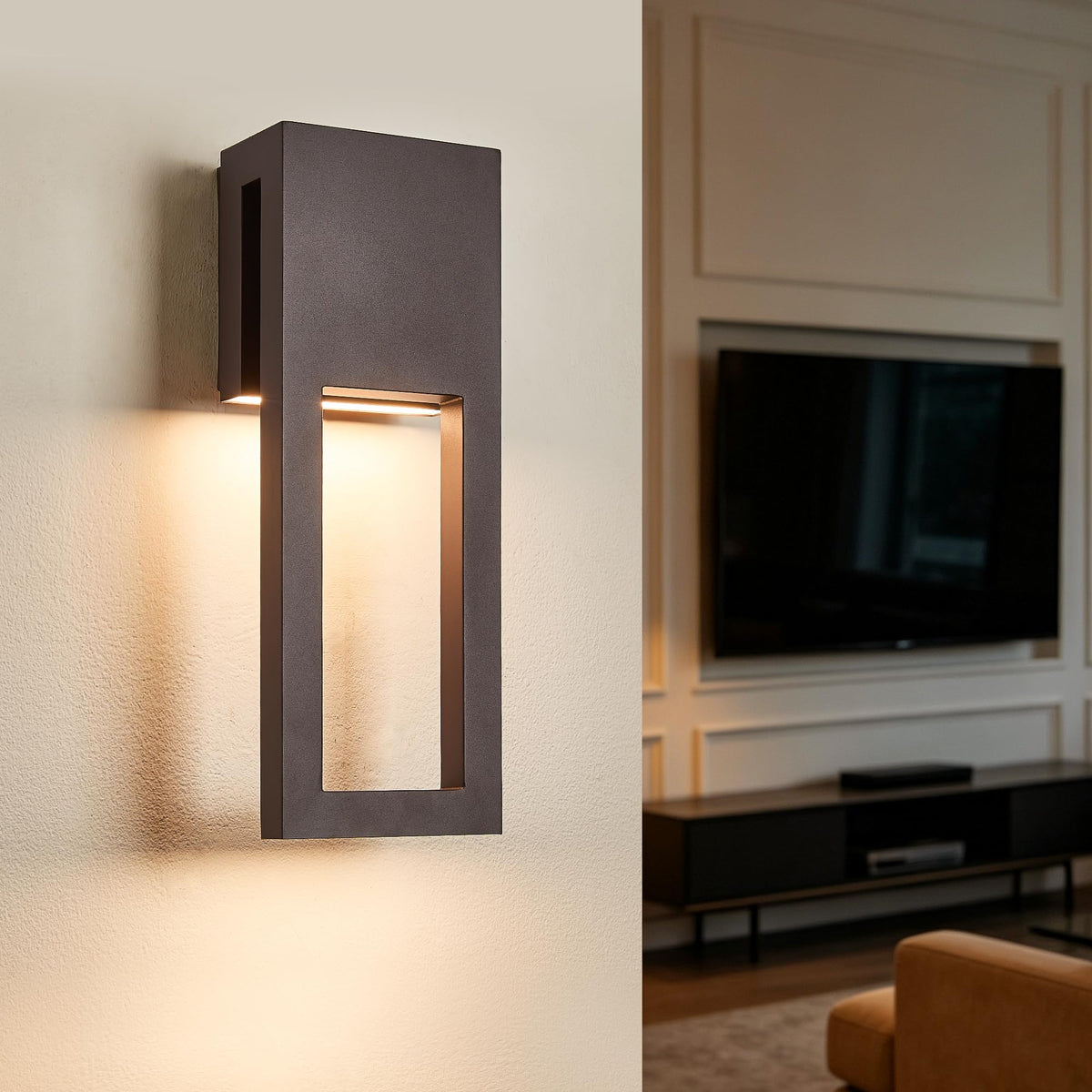 Outside Garage Lights 15" Triac Dimming Wet Location Sconce (1Pack Textured Bronze(without Photocell))