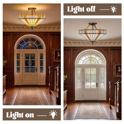 Tiffany Style Semi Flush Mount Ceiling Light