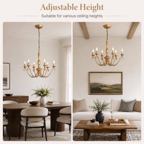 Farmhouse Vintage Antique Brass Chandelier