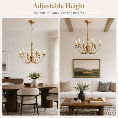 Farmhouse Vintage Antique Brass Chandelier
