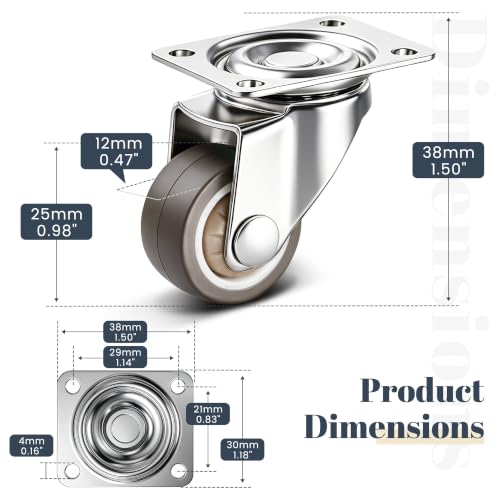 Silent Rubber 360 Degree Swivel Plate Casters