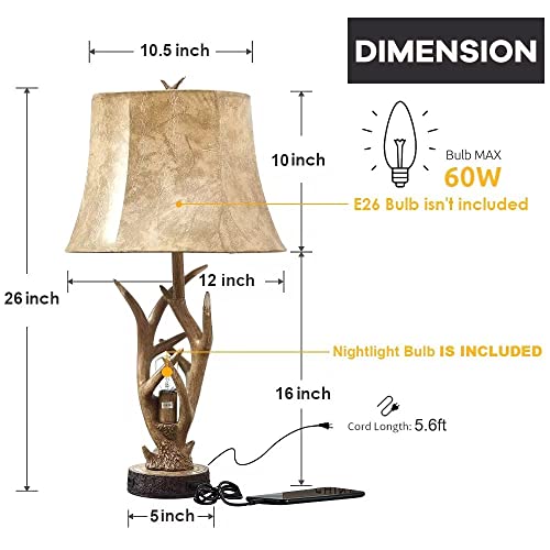 26" Rustic Antler Table Lamp