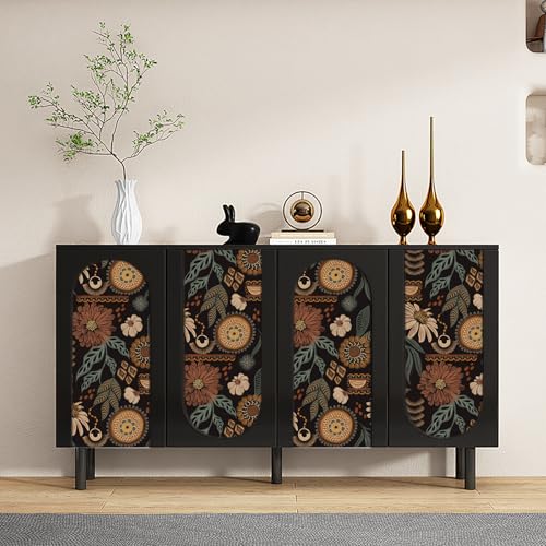 Boho Peel and Stick Wallpaper Removable Sun Flroal Contact Paper Waterproof Vinyl wall Covering Stick on Bathroom Wallpaper
