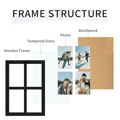 4x6 Picture Frame Collage Set of 2 (Rustic Black / 9.6x13.6in (2Pack))