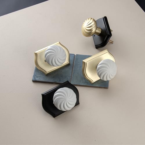 White Door Knobs Interior with Black Camelot Trim for Privacy