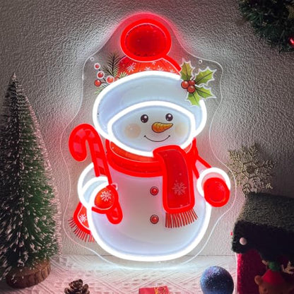 Christmas Snowman Neon Sign Dimmable Christmas Led Neon Sign for Wall Decor (Multicolor-Snowman)