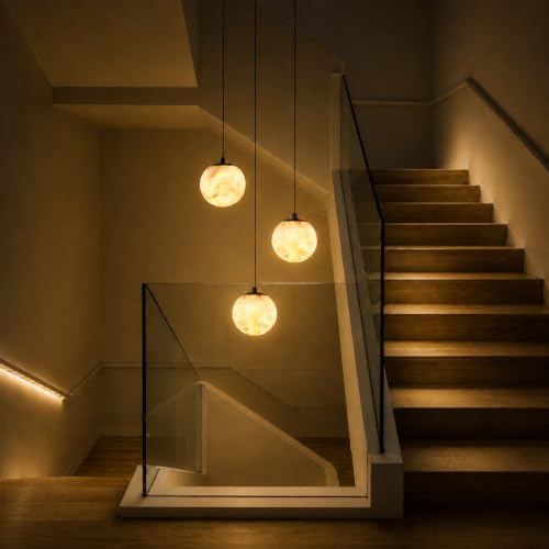 Black Alabaster High Ceiling Chandelier