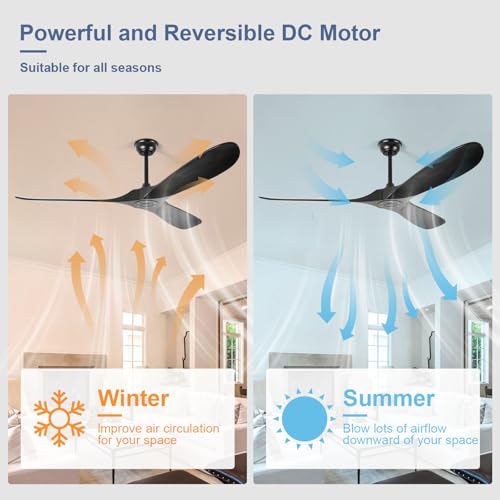 60'' Solid Wood Ceiling Fans without Light (60 inch / Black)