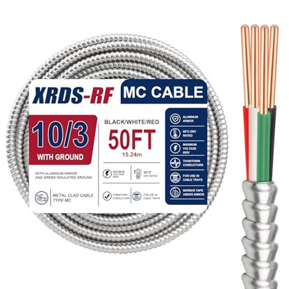 10 3 Metal Clad MC Cable (50FT / 10AWG/3)