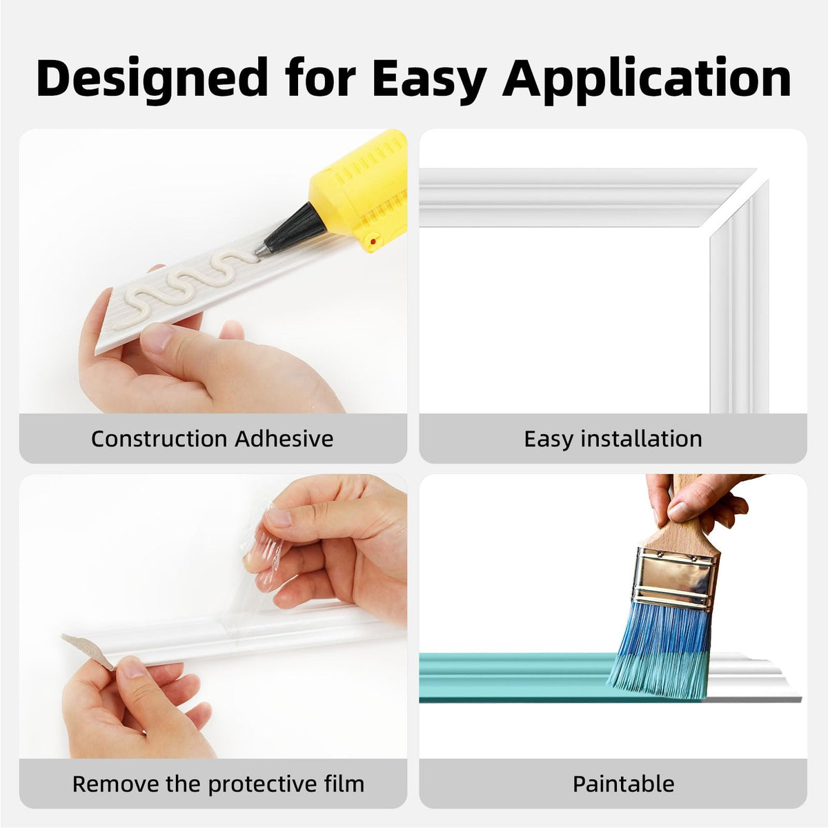 3 Set Pre Cut Accent Wall Molding Kit Wainscoting Panels (16X16 in)