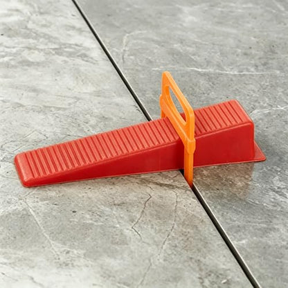 4-in-1 Tile Leveling System Kit, including tile spacers, reusable wedges, heavy-duty pliers, and a non-scratch rubber mallet; suitable for installing all types of tiles and stone
