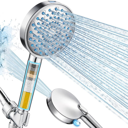 Filtered Shower Head with Handheld (Round (Built-in Power Wash) / 3. Chrome Plated)