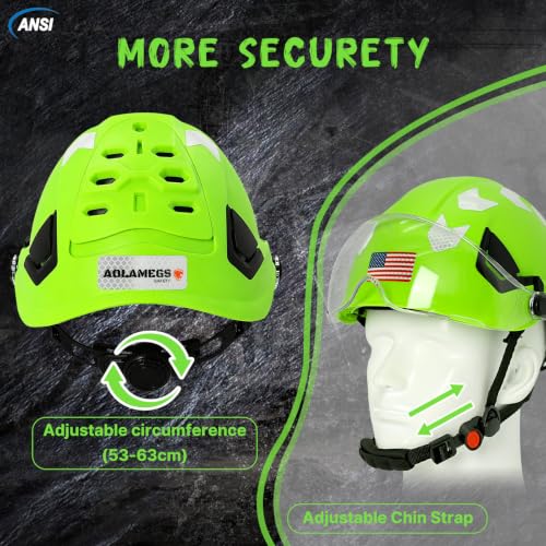 Type 2 Hard Hat with Clear Visor and Chin Strap (Green Hard Hat with Visor)