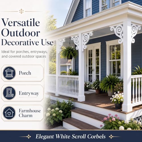 2 Pcs Large Wood Porch Corbels for Doorway 12" W x 0.6" D x 12" H