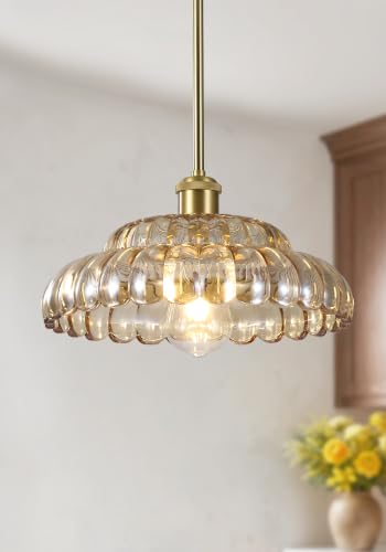 Vintage Black Close to Ceiling Light Fixture with Glass Shade