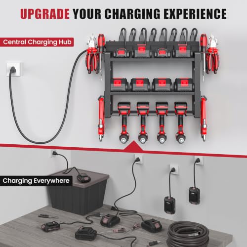 Power Tool Organizer Wall Mount with Charging Station