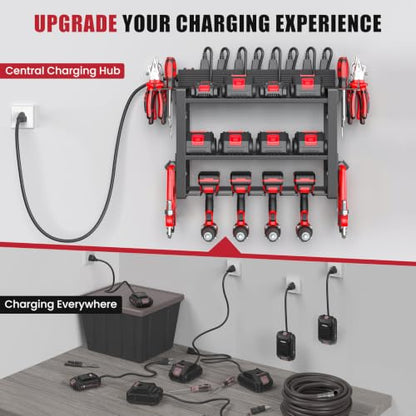 Power Tool Organizer Wall Mount with Charging Station