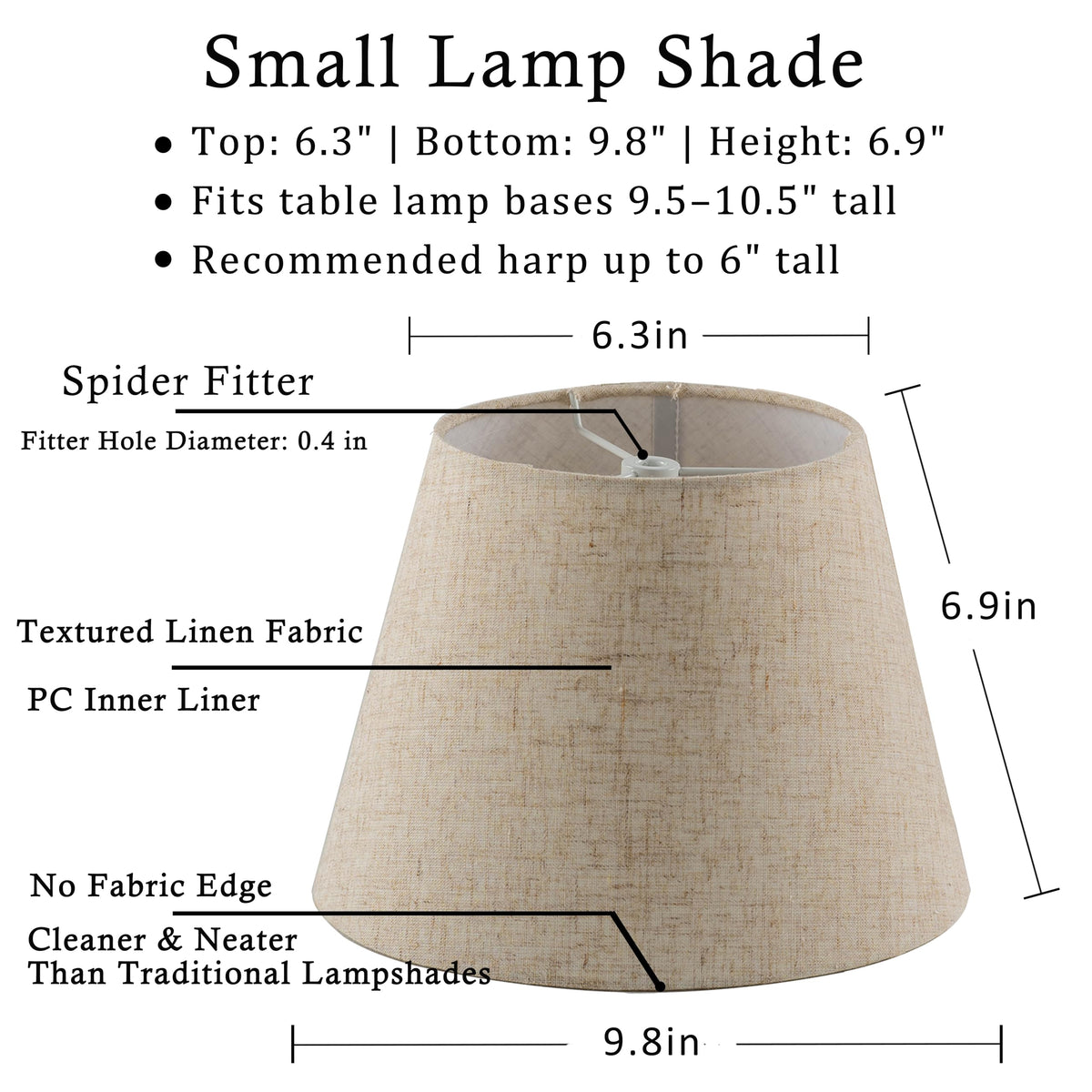 Pre Assembled Set of 2 Linen Spider Replacement Lampshades for Table Lamps (Light Beige)