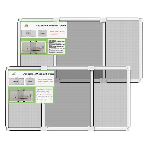 Adjustable Window Screen for Hung Windows (M(16" H x 21-40" W )- 2 Packs)