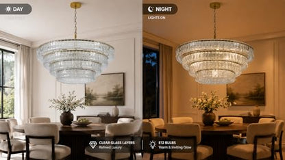 4 Tier 40 Inch Clear Crystal Glass Chandeliers (4-Tier 40 Inch)
