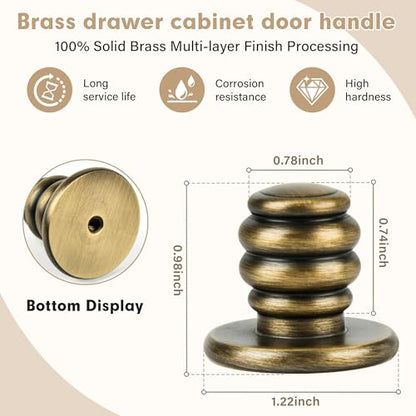 5 Pack Matt Coffee Bronze Solid Brass Kitchen Cabinet Knobs