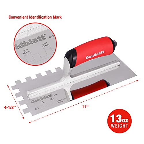 Stainless Steel Notched Trowel with Soft Grip Handle