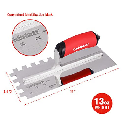 Stainless Steel Notched Trowel with Soft Grip Handle