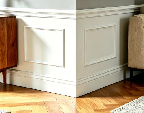Pre Cut Wall Molding Set 3 pcs Accent Peel and Stick WallMolding Kit 3D Premade Accent Molding Wainscoting Panel Peel and Stick Wall Molding Kit White Frame Premade Moulding Panel