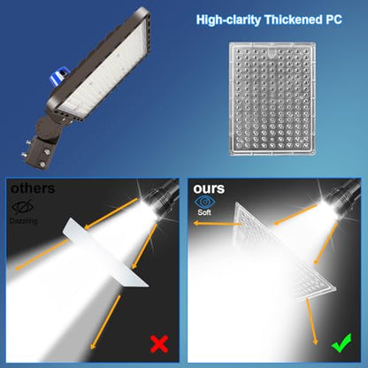 350W LED Parking Lot Light Outdoor Adjustable Pole Mount LED Commercial Street Light Photocell Super Bright Waterproof Area Security Lighting 52500lm 3 Pack for Sport Farm Warehouse Barn (350W-1 Pack-Pole Mount)