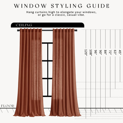Terracotta Linen Curtains 102 Inches Long for Living Room 2 Panels (Terracotta / 52"W x 102"L (Pack of 2))