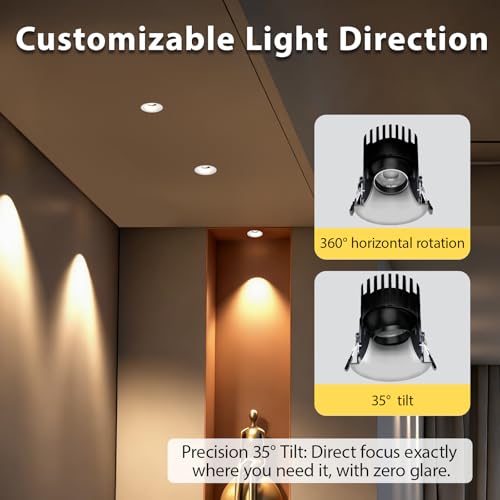 2 inch Deep Regressed 5CCT Anti Glare Gimbal LED Recessed