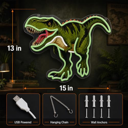 Dinosaur Neon Sign for Boys Room Decor