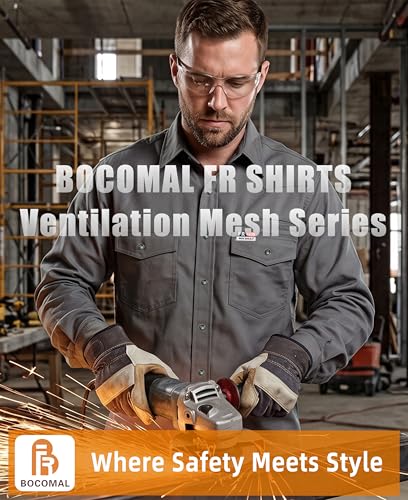 Mens Vented FR Shirts Pearl Snap 6.5oz Soft Canvas Breathable Mesh