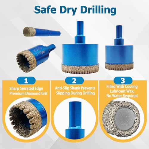 Tile Hole Saw Kit (10 Pcs 1/4"-2")