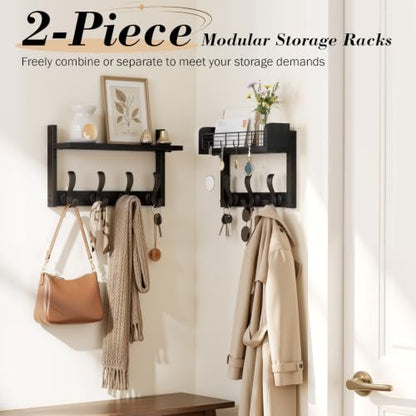 Coat Rack Wall Mount with Shelf