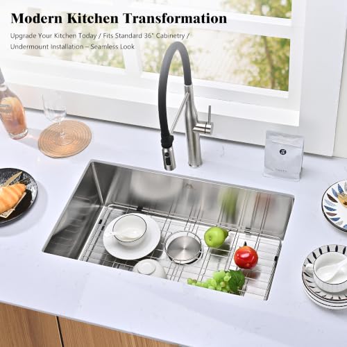 Workstation Undermount Kitchen Sink 16 Gauge Stainless Steel Ledge Single Bowl Sink with Bamboo Cutting Board Roll