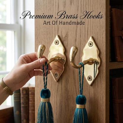 Unlacquered Handmade Brass Hooks