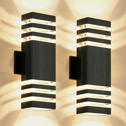 Square Outdoor Wall Lights Pack 3 Layer